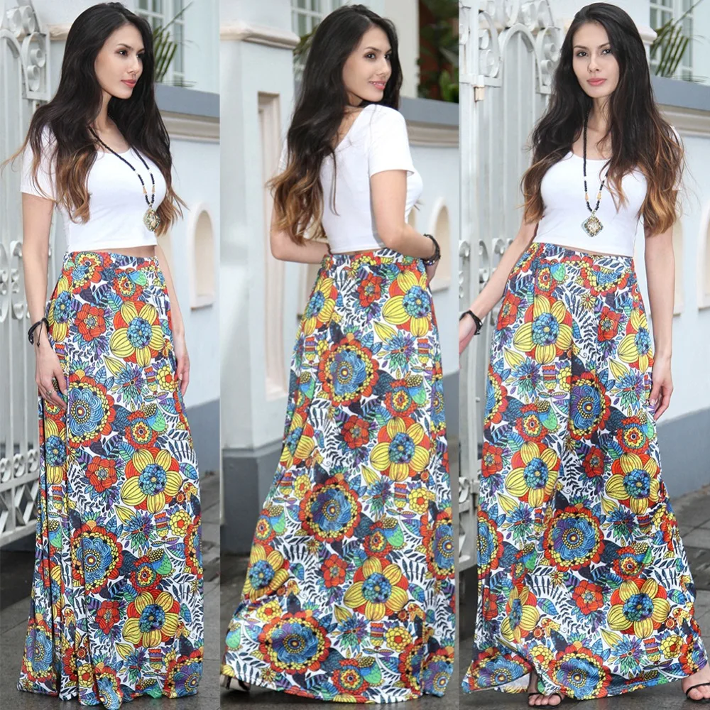 Юбки Длинные 2017 Шелк Дамы Новый Летний Повседневная Горячая европа И Америка