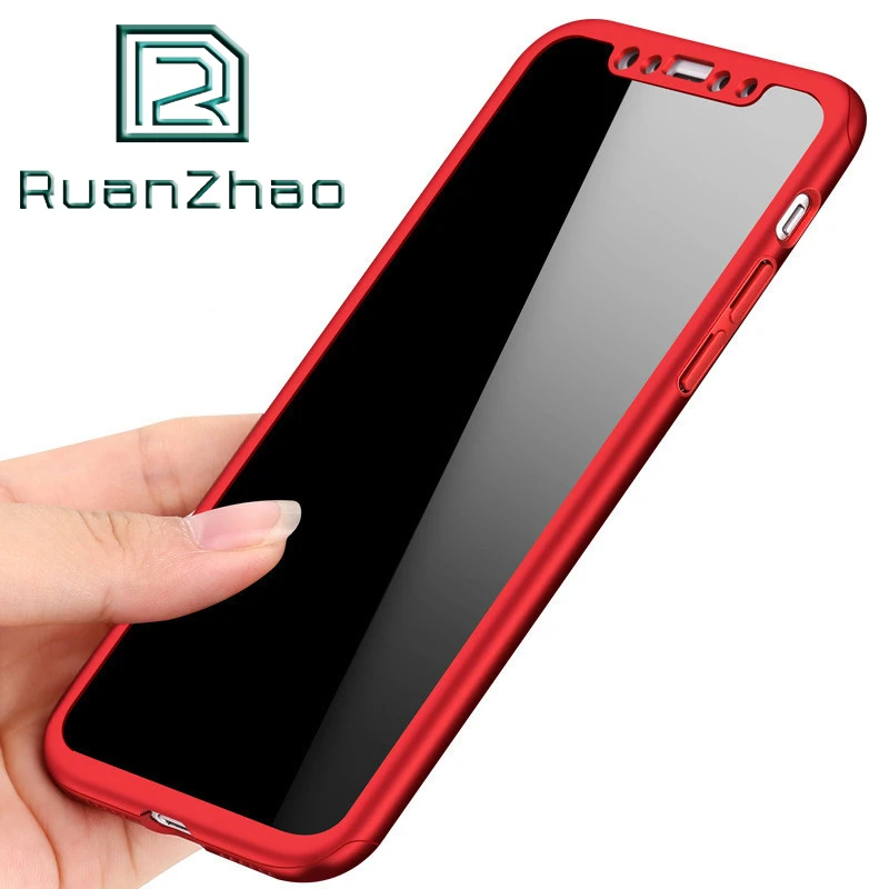 360 градусов полное покрытие чехол для iPhone X 6 7 8 plus Жесткий ПК матовый iphone 5S 6S Plus