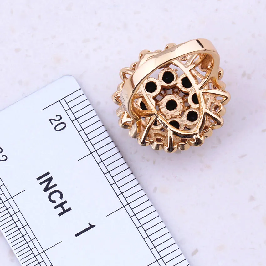 Ослепительные черные хрустальные желтые золотые цветные модные кольца для