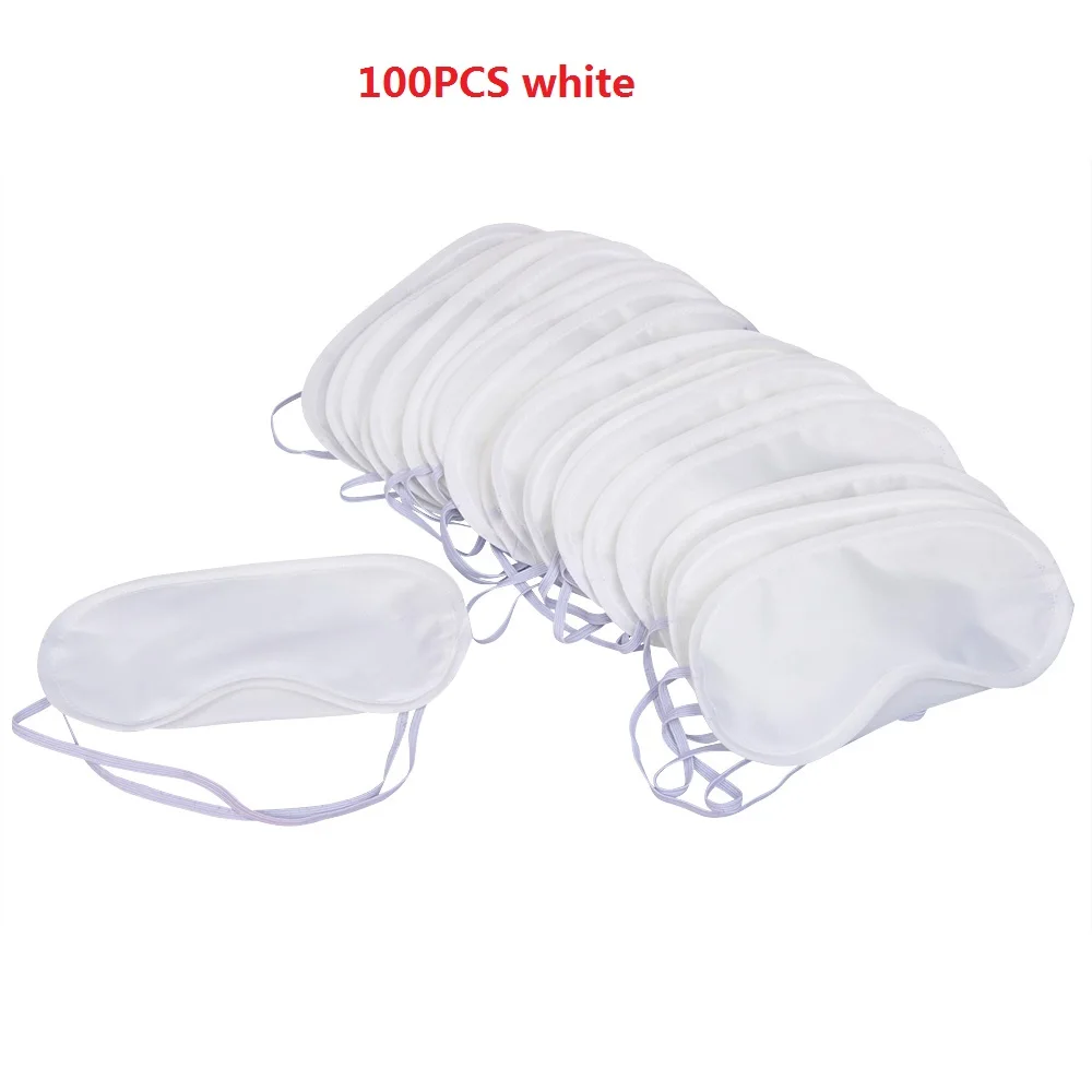 white 100pcs 100 шт./лот, Подарочная маска для сна для путешествий, черная маска с повязкой на глаза, ночная экономичная маска - Цвет: white 100pcs