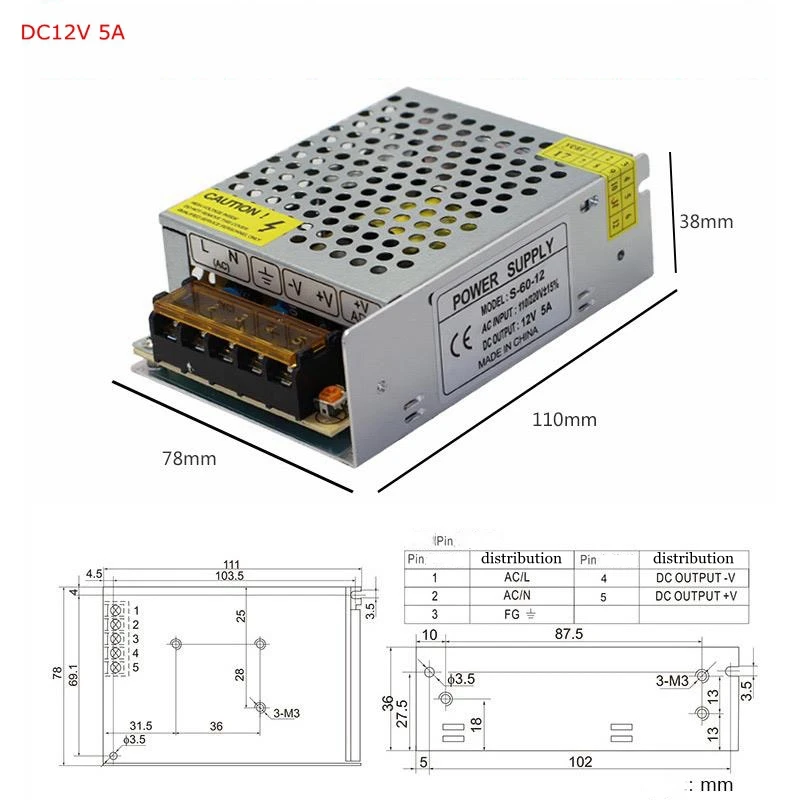 Питание DC5V 12V 24V 1A 2A 3A 5A 10A 12A 15A 20A 30A 40A 50A 60A светильник ing трансформатор для Светодиодные ленты светильник переключения Мощность