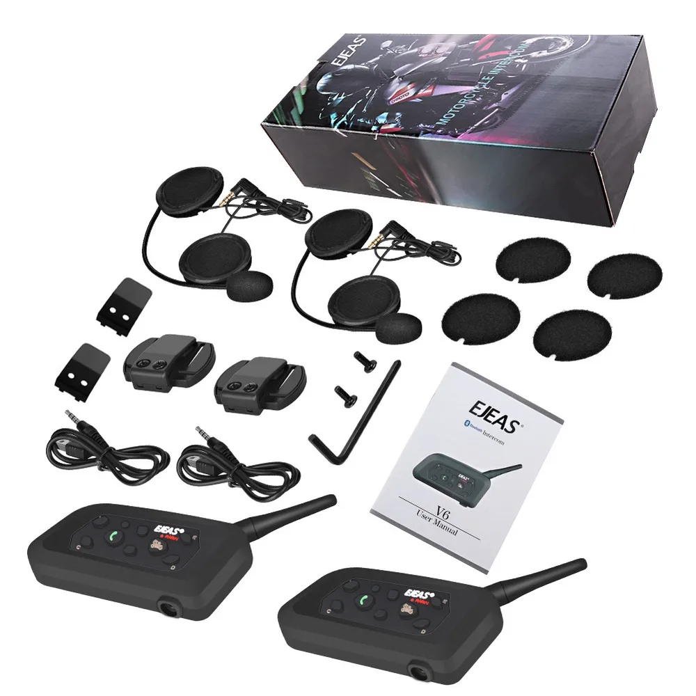

2PCS Motorcycle Helmet Headset Bluetooth Intercom AUX Voice Input Real-Time Intercom Suitable for Motorcycle Bicycle Outdoor