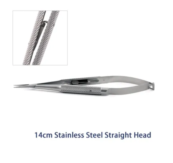 14CM straight head 12,5 см 14 см 16 см фиксатор Иглодержатель офтальмологический инструмент Иглодержатель косметический контактный зажим титановый Пинцет хирургические инструменты - Цвет: 14CM straight head