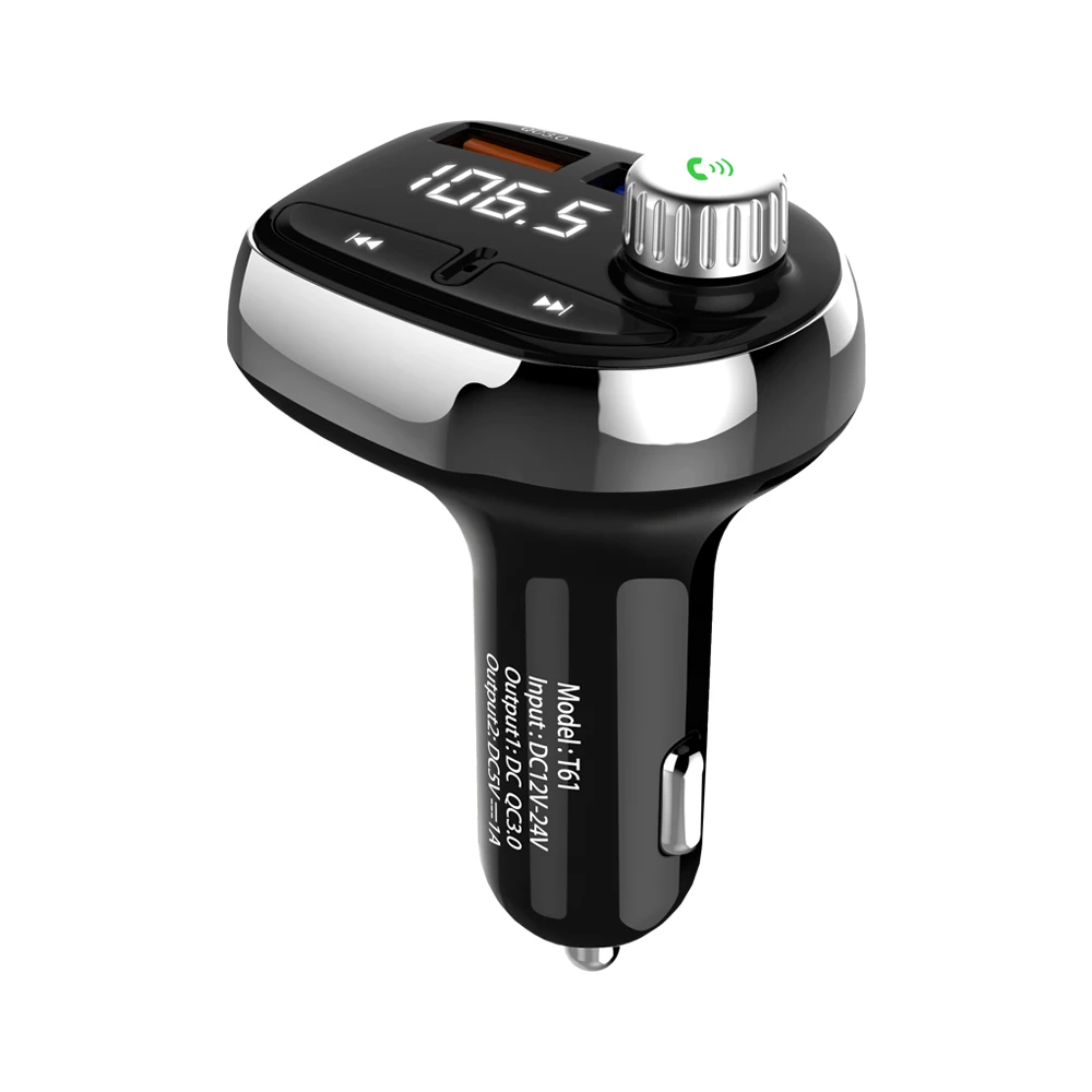 QC3.0 автомобильное зарядное устройство с двумя usb-портами для быстрой зарядки, Bluetooth навигация, fm-передатчик, радио, музыкальный Mp3 плеер, беспроводной автомобильный комплект с громкой связью