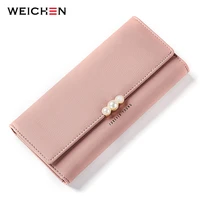 pearl element women wallets credit card purse cell phone pocket ladies clutch bag red soft leather long female wallet carteira