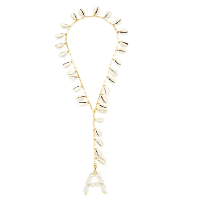 Длинное жемчужное ожерелье с перламутровыми ракушками подвеска буквами