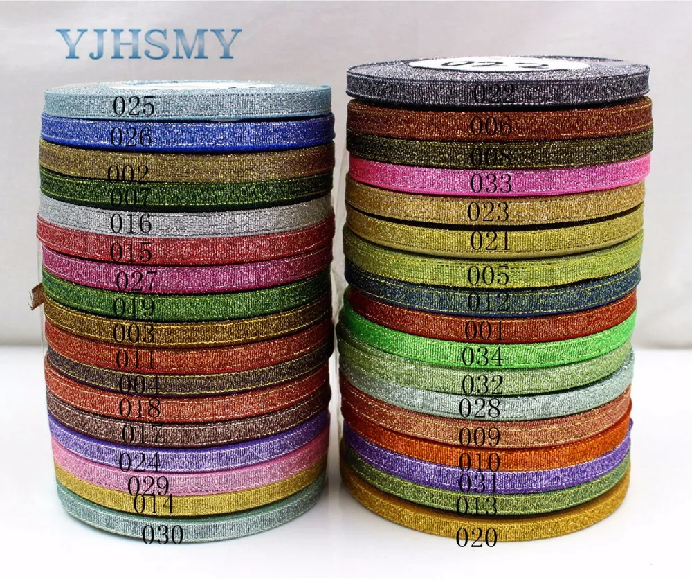 YJHSMY K 171018 6MM 34 Цвет по выбору 1 рулон (25 ярдов) 6 мм зеленый лук лента вечерние