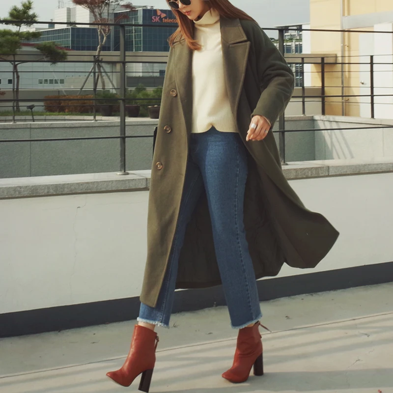 Женское зимнее пальто теплое кашемировое с длинным отложным воротником 2018|coat