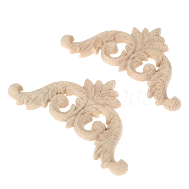 4Pcs Wood Carved Corner Onlay Applique Furniture Wall Unpainted Cabinet Door Frame | Обустройство дома