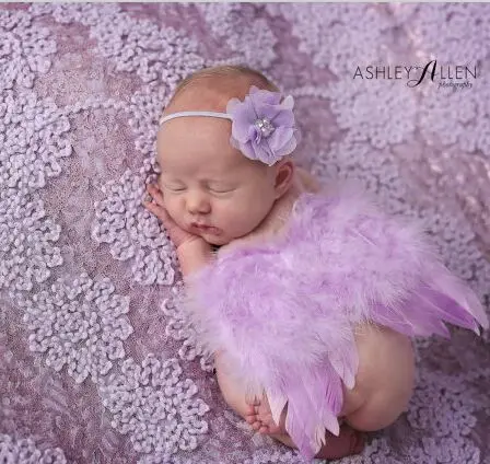 purple Аксессуары для фотографирования новорожденных; реквизит для фотосессии; Крылья ангела+ повязки на голову; костюмы для новорожденных; Fotografia; костюмы из кроше - Цвет: purple