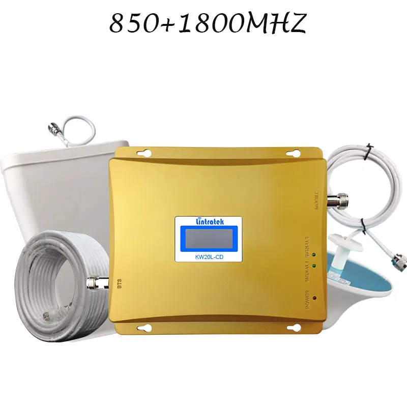 Lintratek двухдиапазонный GSM 850 LTE 1800 МГц усилитель сигнала 65 дБ усиление 2G 4G сотовый
