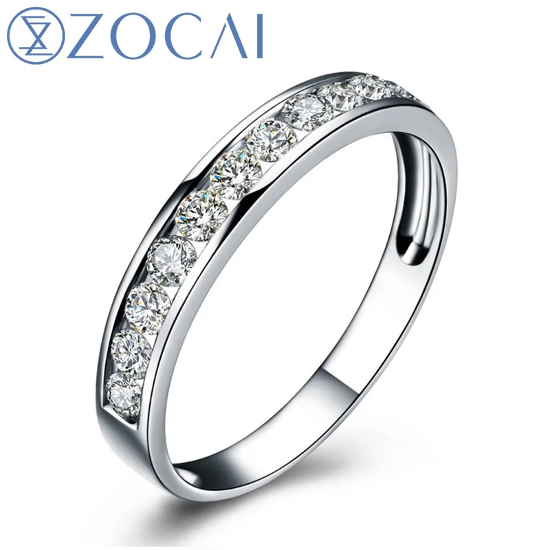 Women Ring ZOCAI простой классический 0,60 КТ Сертифицированный I-J/SI круглая огранка 18 K из белого золота с бриллиантами обручальные кольца для пар 2 шт W01543 Q00069C - Цвет камня: Women Ring
