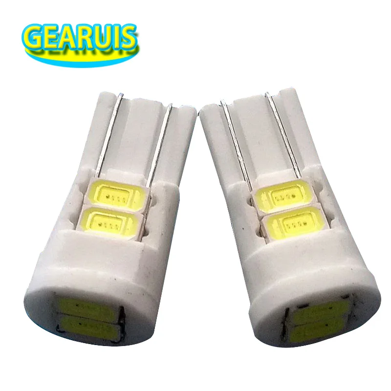 100 шт. T10 Керамика светодиодный W5W 6 SMD 5630 6SMD 80MA 5730 светодиодный 194 168 автомобильных номерных знаков интерьерные лампочки белый стайлинга автомобилей