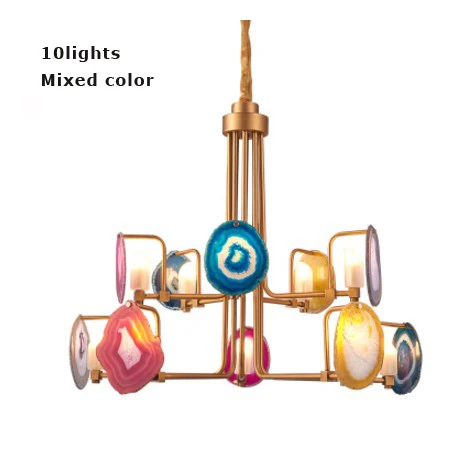 10lights mixed color led g9 Постмодерн Железные Агат дизайнерские Светодиодные Лампы.Светодиодные Светильники Люстры Подвесные.Светильники Подвесные Светильники.Светильник Подвесной Светильник.Освещение Для Столовой,Фойе и Спальни - Цвет корпуса: 10lights mixed color