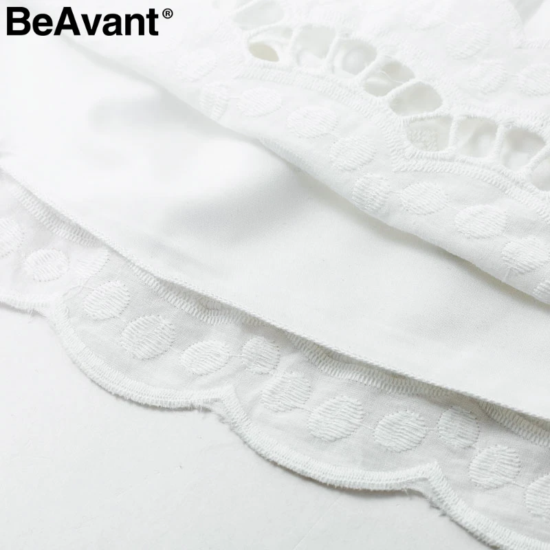 BeAvant трапециевидная Женская юбка с высокой талией белая хлопковая мини вышивкой
