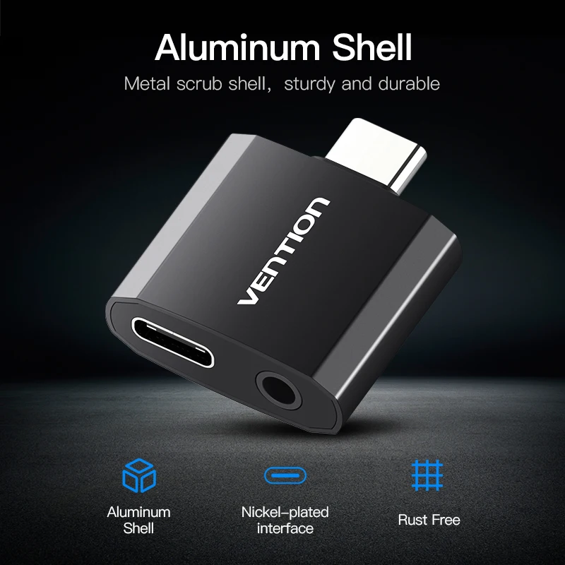 Адаптер для наушников Vention с USB C на 3 5 мм зарядное устройство аудиоразъемом типа