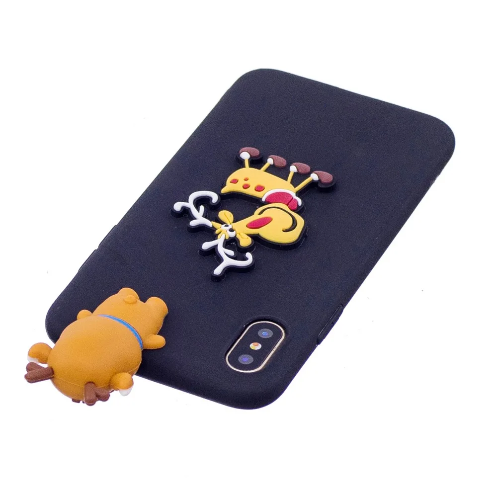 3D Christmas Moose Santa Claus Phone Case For iPhone XR XS Max X 8 7 6S 6 Plus Cute Soft TPU Cover 5 5S SE Cases |