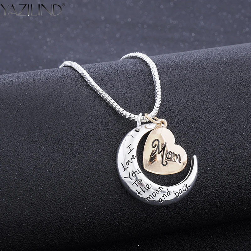 YAZILIND серебряное ожерелье с надписью I Love You To The Moon And Back колье подвеской Heart для