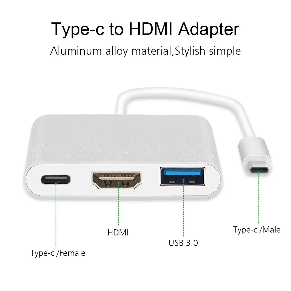 3 в 1 адаптер USB Type C для и HDMI 0 Apple Macbook Dell HP Xiaomi Lenovo Macbook|Адаптеры Type-C| |