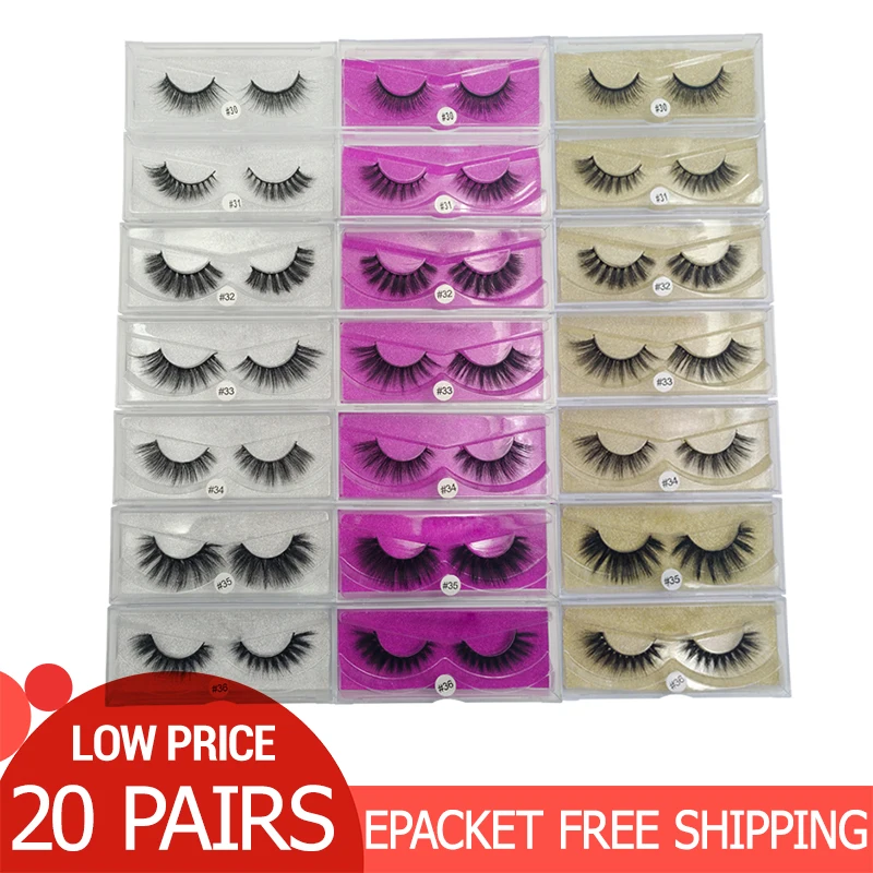 20 Pairs Mink Eyelashes Wholesale False Eyelashes Mink Lashes Wholesale False Lashes Makeup Eyelash Extensions maquiagem