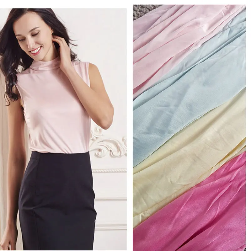 Разноцветная 100% чистая шелковая трикотажная ткань рубашка H1SV44|silk jersey knit fabric|knit