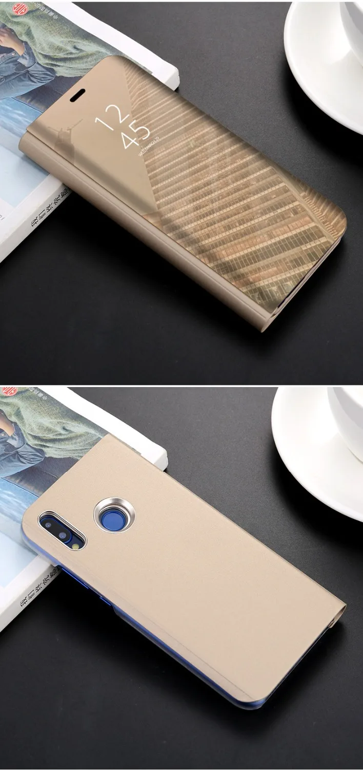 Clear Mirror Smart Phone Case For Huawei enjoy 8plus 7A Y6 prime Flip Stand Cover Y9 Y7pro 2018 | Мобильные телефоны и