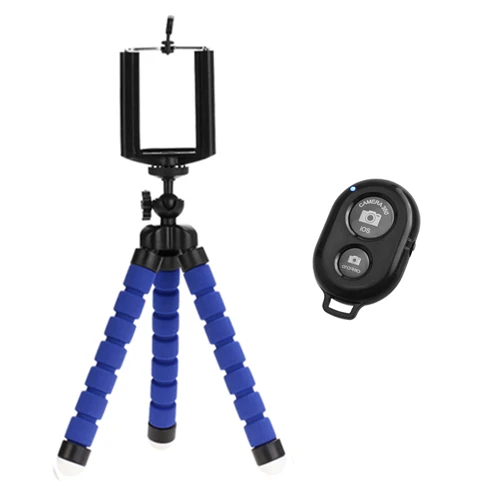 Blue 2 Мини Гибкий губчатый штатив Осьминог для Gopro камера штатив для iPhone Xiaomi huawei смартфон аксессуар с держателем телефона клип - Цвет: Blue 2