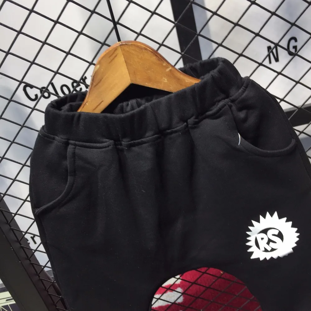 Новинка 2018 года весенне осенний милый рисунок с буквенным принтом детские штаны черные длинные шаровары для