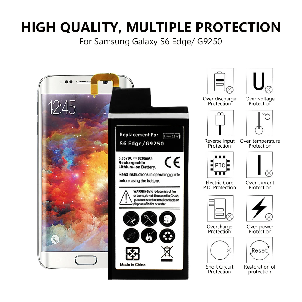 Смартфон 3 85 mAh 3030 V литий ионная аккумуляторная батарея для Samsung Galaxy S6 край G9250 G925V