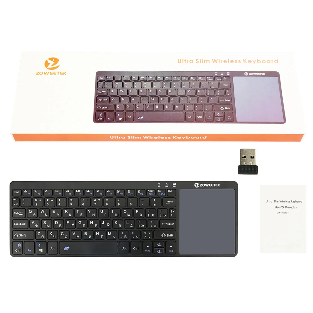 Подлинная Zoweetek K12 1 2 4G русская Беспроводная мини клавиатура с тачпадом для
