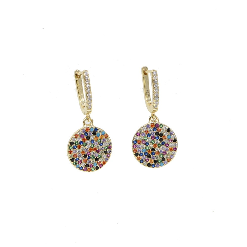 Серьги Подвески bling Rainbow Стразы для женщин модные геометрические круглые