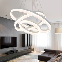 Modern Round Ring Circular White Acrylic LED Chandelier Restaurant Foyer Bedroom Dinning Room Living room Pendant Hanging Lamp
