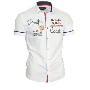 Мужская хлопковая рубашка с коротким рукавом ZOGAA, повседневная приталенная Классическая рубашка с отложным воротником и буквенным принтом, новинка 2019