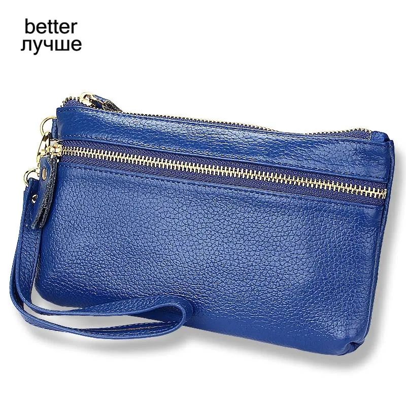 Blue Better Baellerry из натуральной кожи модные женские длинные кошелек на молнии тонкие монеты телефон Карманный Женский кошелек держатель для фото женский кошелек - Цвет: Blue Better