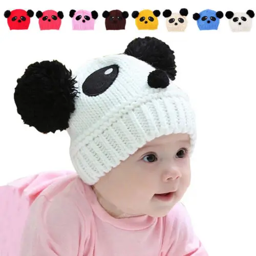 Лидер продаж зимняя теплая вязаная Милая Хлопковая шапочка с рисунком панды для