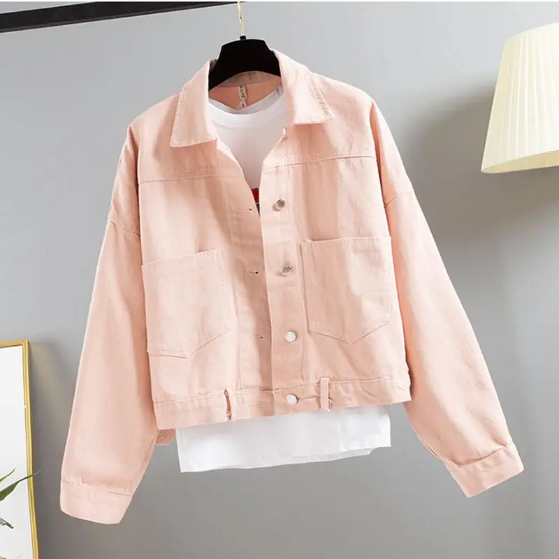 Женская джинсовая куртка на весну и осень Повседневная Свободная короткая ярких
