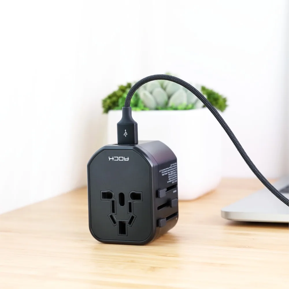 ROCK мультифункциональная USB зарядка для ЕС, США, Великобритании, Австралии, usb-адаптер для iPhone, samsung, huawei, Xiaomi, PD, быстрая зарядка, дорожная вилка