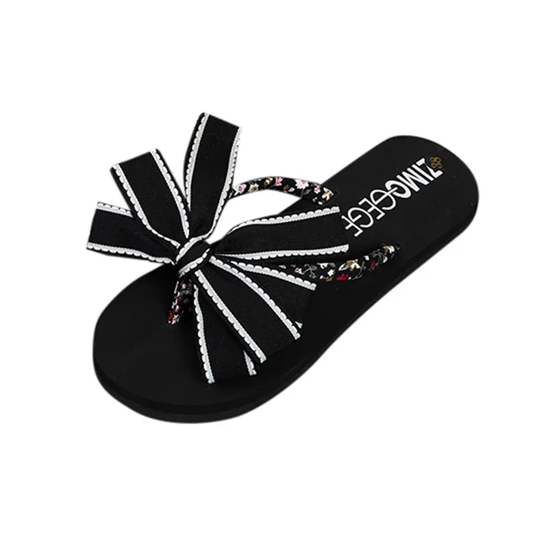 2018 Летняя обувь с бантом женские домашние уличные Вьетнамки сандалии шлепанцы на