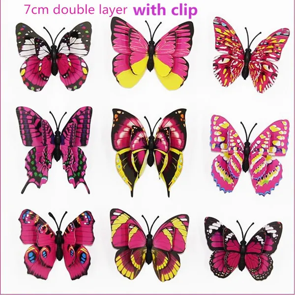 7cm double with clip 10 шт. Популярные для девушек и женщин шпильки для 3D бабочки заколки для волос для девушек из бутика, Женские аксессуары для волос Пасхальные украшения - Цвет: 7cm double with clip