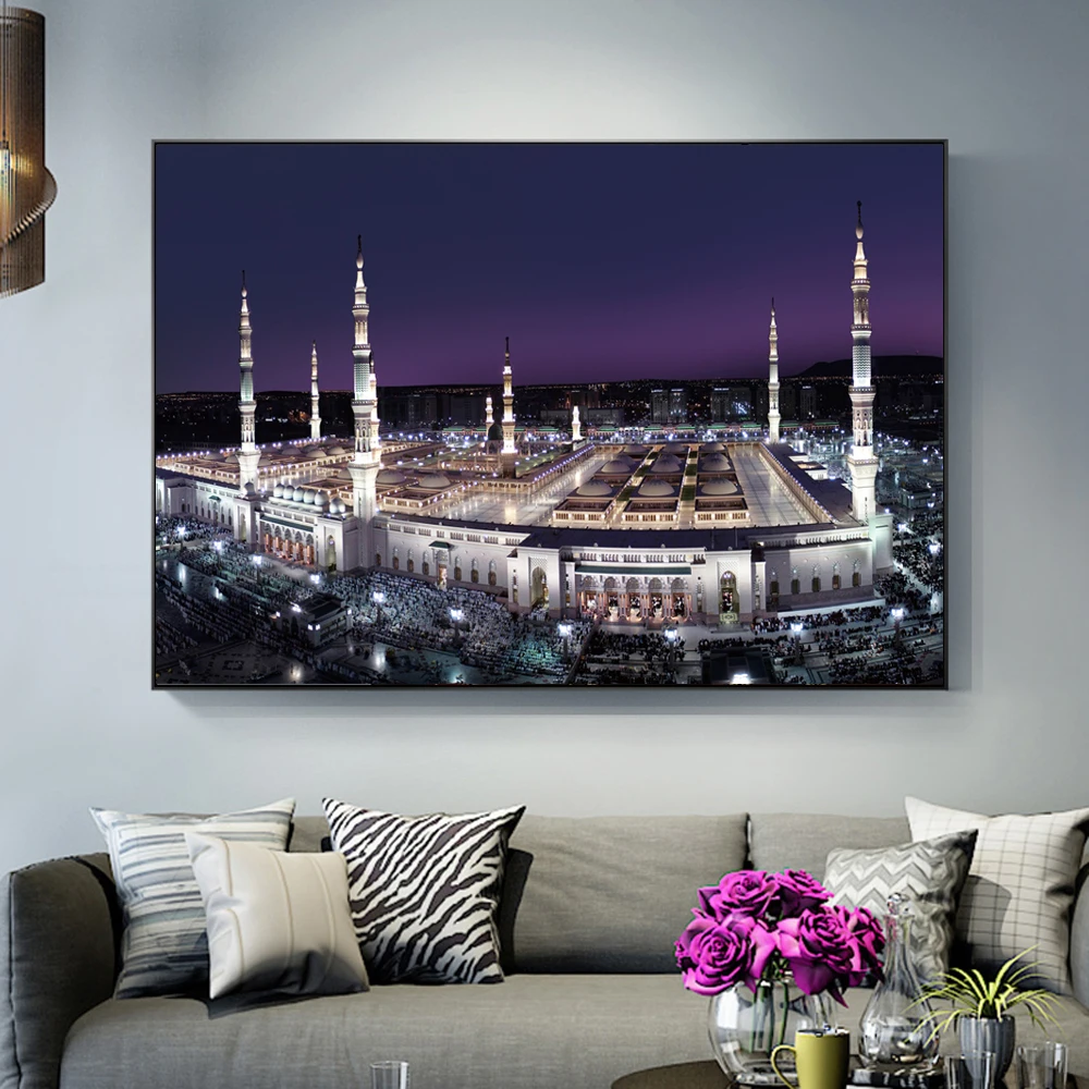 Mecca Holy Land Nightscape настенные постеры Реалистичная мусульманская мечеть