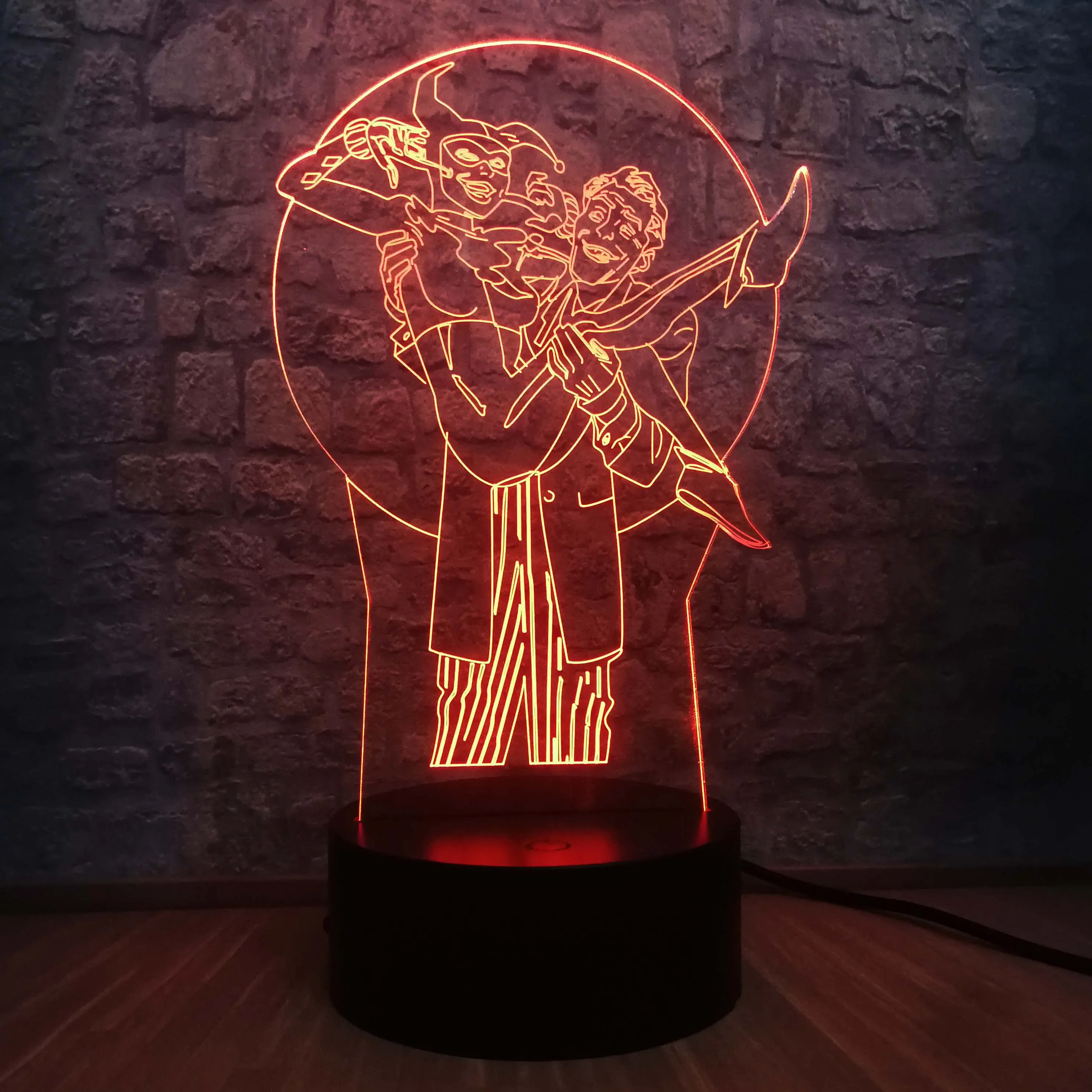 Новинка крутая 3D иллюзия Лампа DC Joker & Harley Quinn Ночной светильник настольная лампа