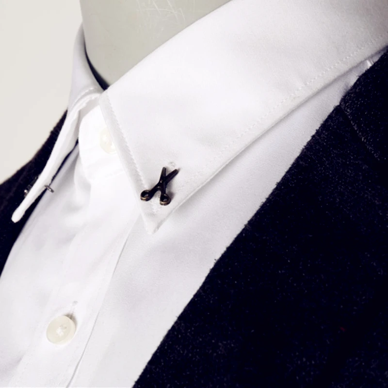 Самая популярная классика рубашка декоративный костюм воротник булавка ножницы