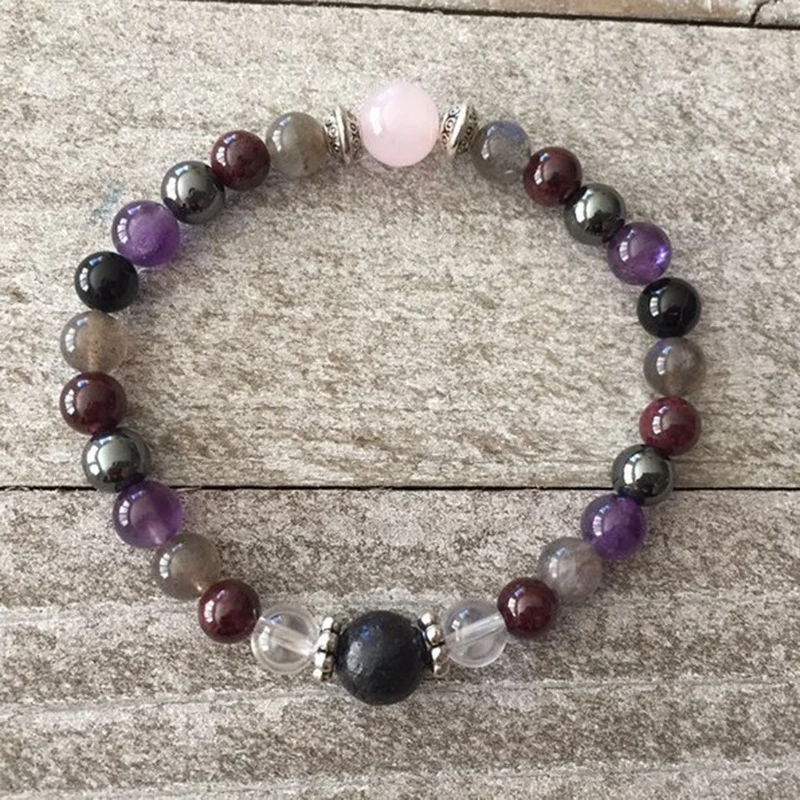 Смесь камней 6 мм аметист лабрадорит гранат гематит черный оникс прозрачный Q-uartz