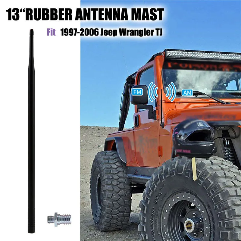 13 дюймов 6 мм FM антенна мачта радио антенна Авто для Jeep Wrangler TJ 1997-2006 Автомобильная крыша FM AM сигнал приема антенна WISENGEAR/