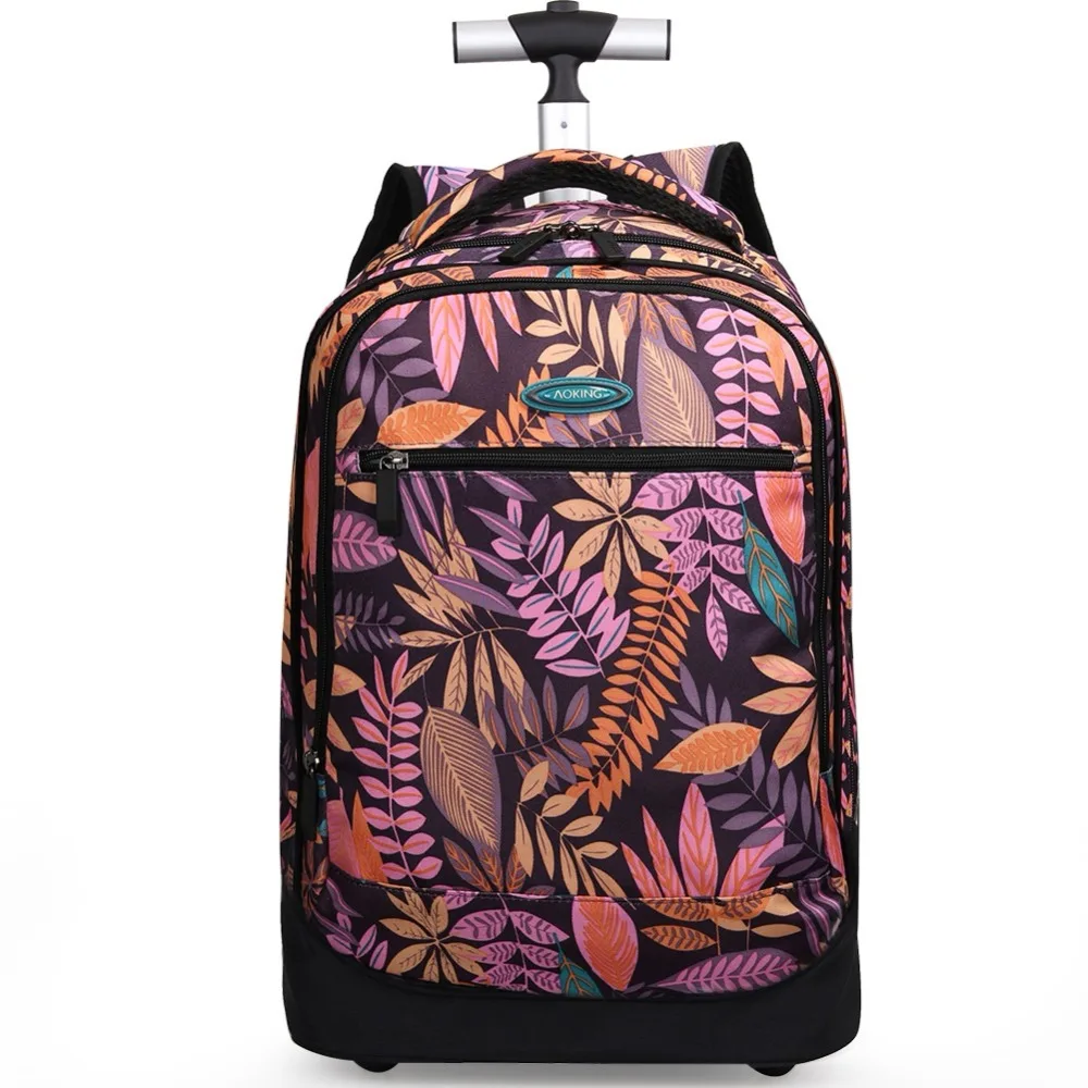

New Fashion 18 Inch Backpack Trolley Backpack Multifunction Travel Bag Casters Computer Mezzanine Carry On Wheels School Bag