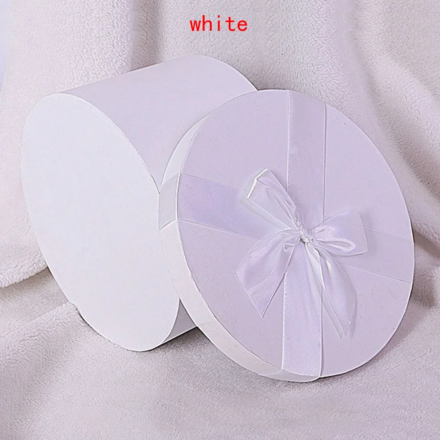 white 45x20 см Подарочная бумажная коробка с цветами, однотонная круглая картонная коробка, День Святого Валентина, Свадебная вечеринка, украшение для дома, подарок - Цвет: white