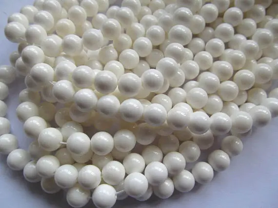 

genuine shell round 8mm 5strands 16inch,high quality ball cream white fossil jewelry bead
