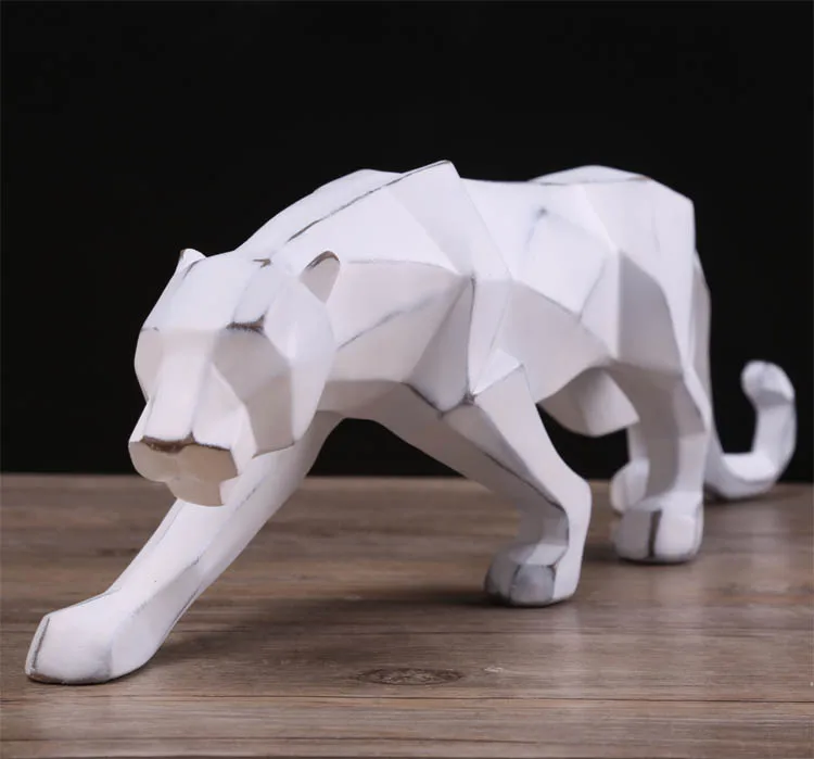 white leopard Современный Белый Геометрический слон Гостиная Lucky украшения из смолы с леопардовым принтом Скульптура винный шкаф ремесла животная статуя 05525 - Цвет: white leopard