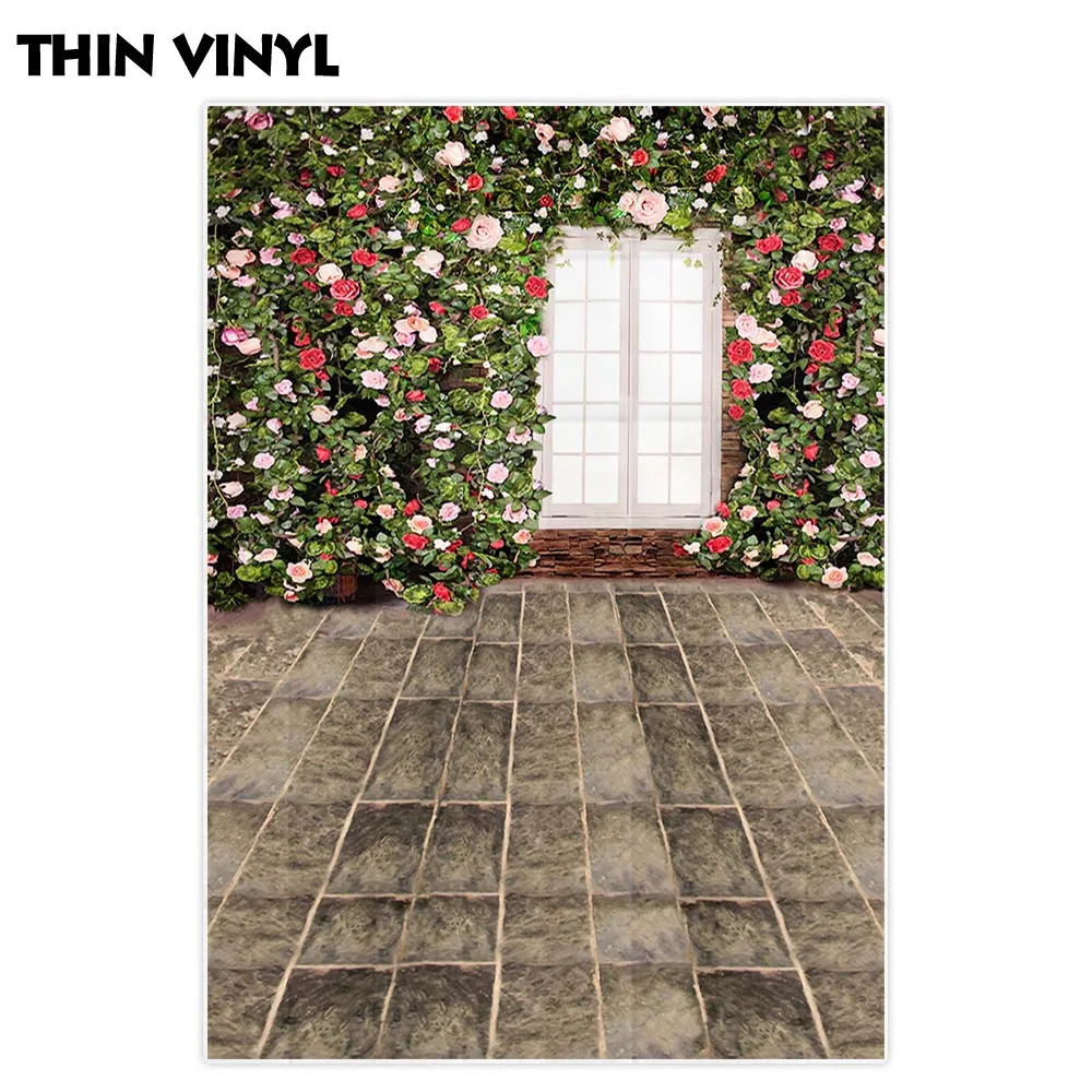 Funnytree backgrounds for photography studio flowers wall window spring brick floor professional backdrop photocall photobooth |