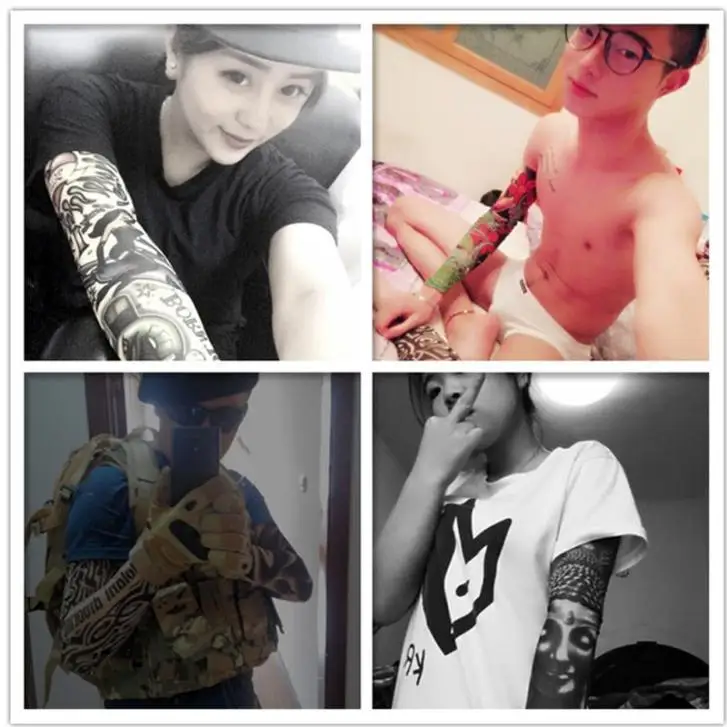 1 шт. человек татуировки гетры модные панк УФ tam Tema Tatuagem Falsa Mangas Aquecedores эластичность